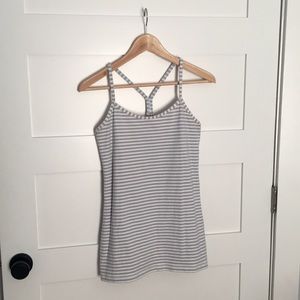 Lululemon Y back striped gray tank size 6